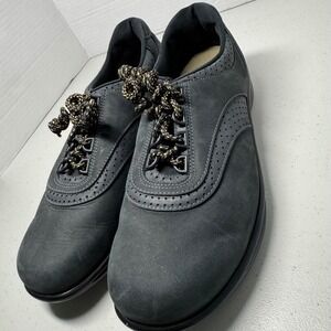 Comfort Walking Shoes Womens 10 SAS Walk Easy Charcoal Grey Nubuck Leather USA
